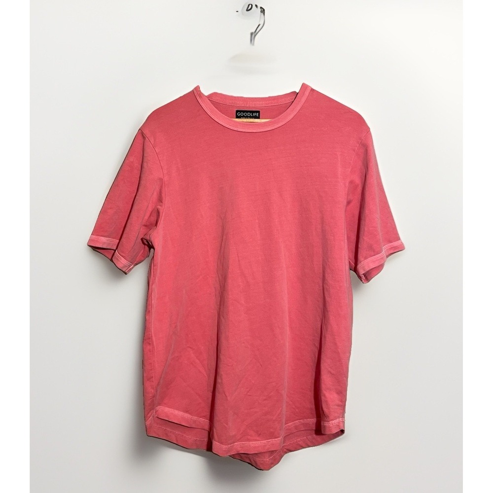 Goodlife Mens Curve Hem T Shirt Men's Large Salmon Washed USA Made Short Sleeve